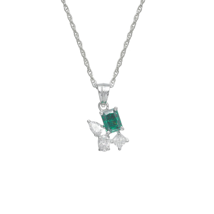 Silver Emerald Green Bloom Chain Pendant - tassyasilver.com