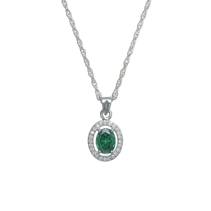 Silver Emerald Orbit Chain Pendant - tassyasilver.com