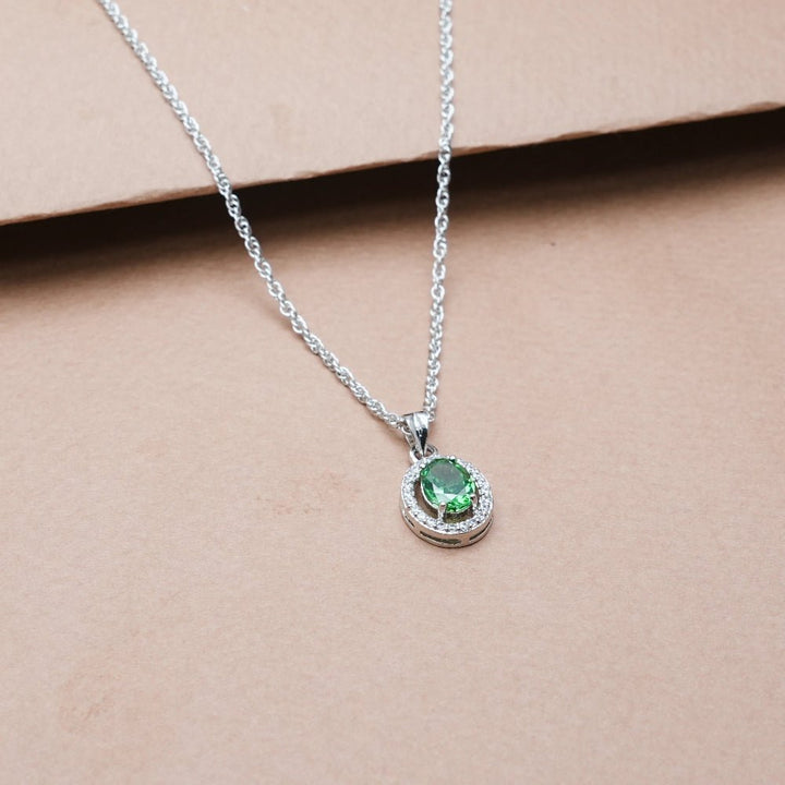 Silver Emerald Orbit Chain Pendant - tassyasilver.com