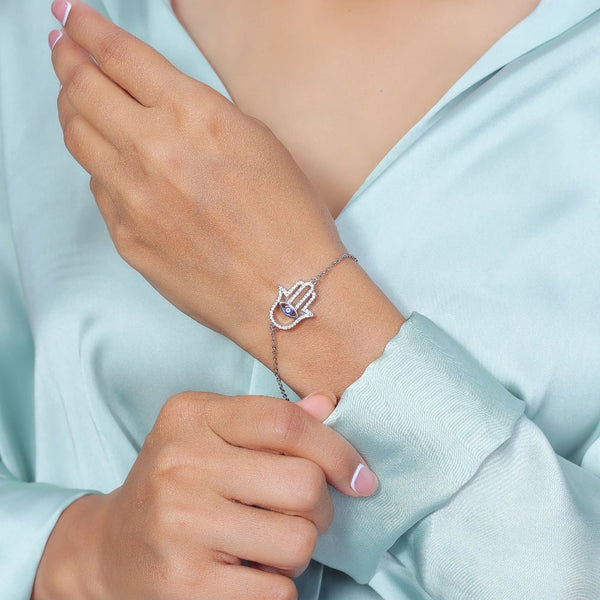 Silver Ethereal Hamsa Bracelet - tassyasilver.com
