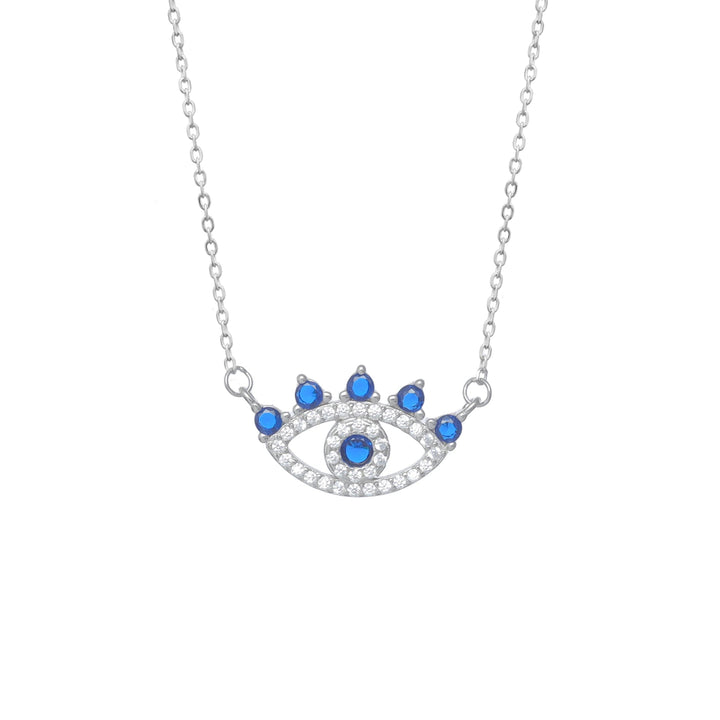Silver Evil Eye Blue Stone Chain Pendant - tassyasilver.com