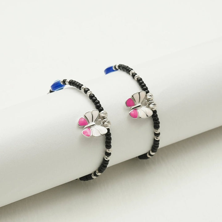 Silver Evil Eye Butterfly Baby Bracelet - tassyasilver.com