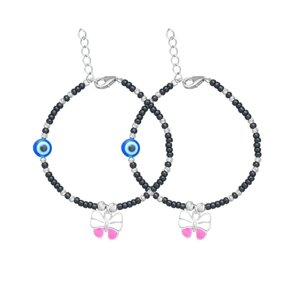 Silver Evil Eye Butterfly Baby Bracelet - tassyasilver.com
