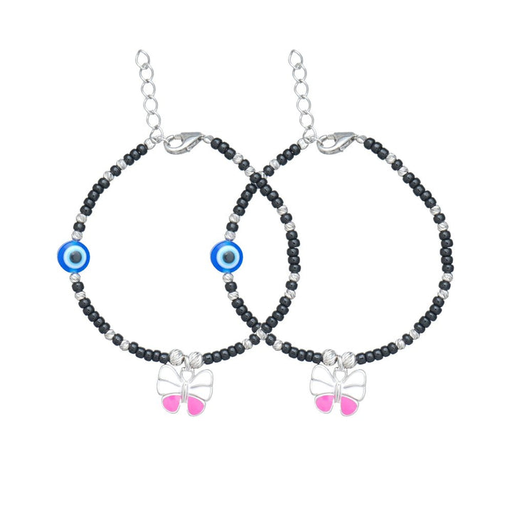 Silver Evil Eye Butterfly Baby Bracelet - tassyasilver.com