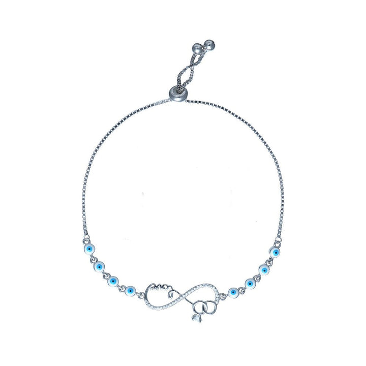 Tassya Silver silver Evil Eye Infinity bracelet in 925 sterling silver