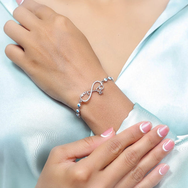 Silver Evil Eye Infinity Bracelet - tassyasilver.com