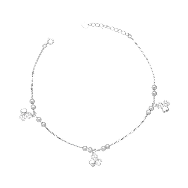 Silver Floral Fantasy Anklet - tassyasilver.com