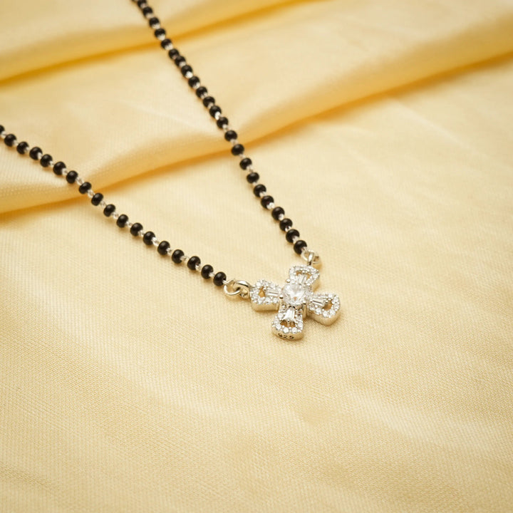 Silver Floral Spark Mangalsutra - tassyasilver.com