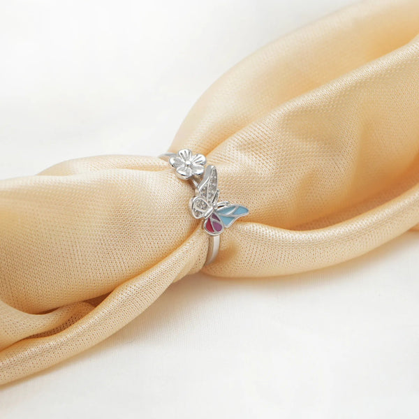 925 Silver Garden Bloom Butterfly Ring