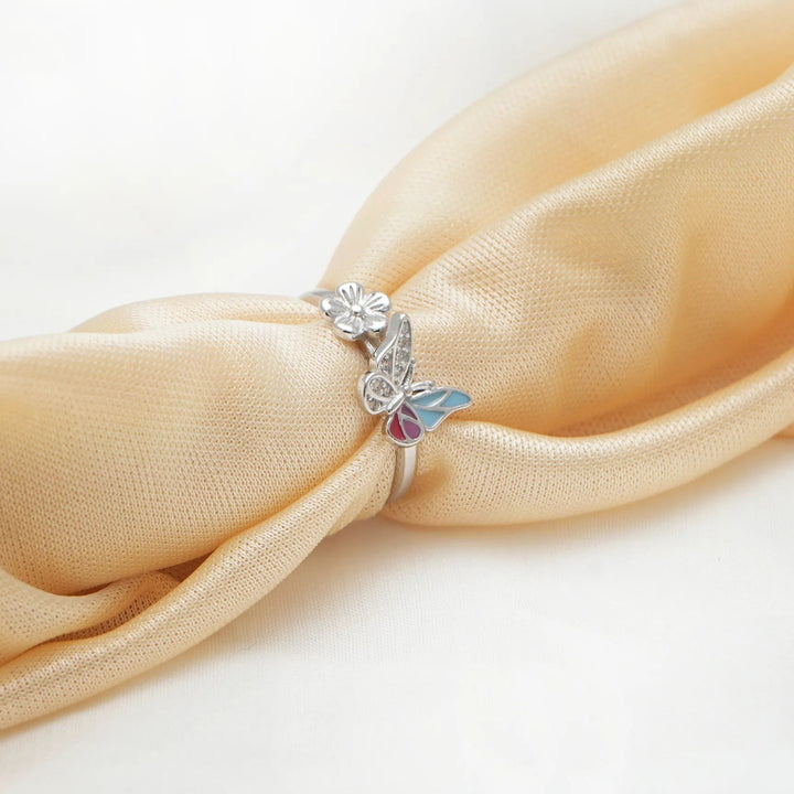 Silver Garden Bloom Butterfly Ring - tassyasilver.com