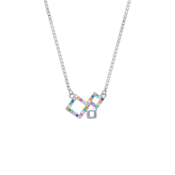 Silver Geometric Rainbow Chain Pendant - tassyasilver.com