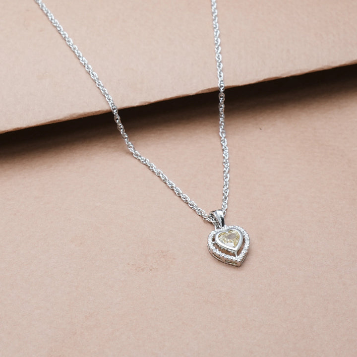 Silver Golden Bloom Heart Chain Pendant - tassyasilver.com