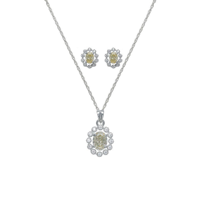 Silver Golden Diamond Chain Pendant Studs - tassyasilver.com