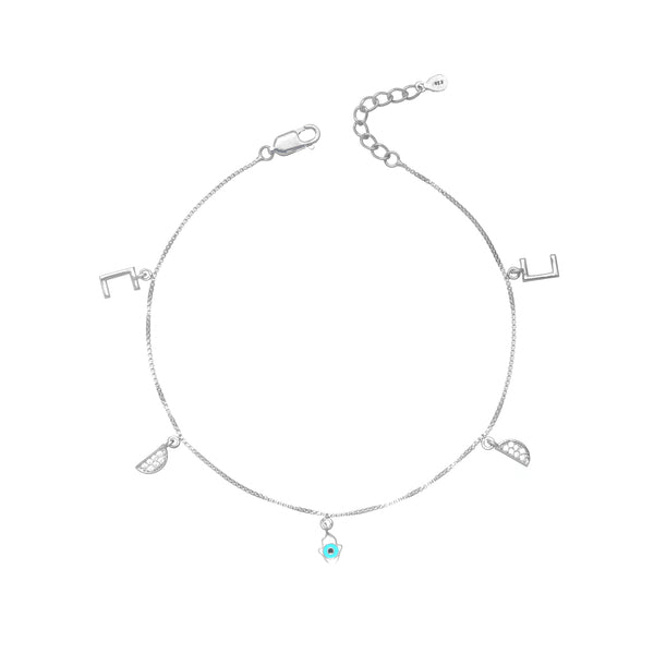 Silver Good Fortune Charm Anklet - tassyasilver.com
