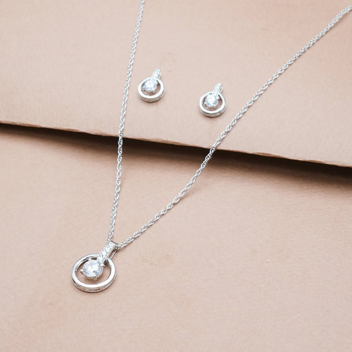 Silver Halo Glow Chain Pendant Studs - tassyasilver.com