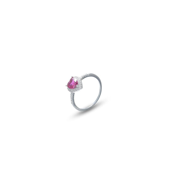 925 Silver Heart Ruby Ring