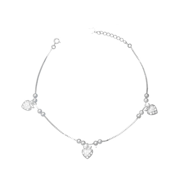 Silver Heart Serenity Anklet - tassyasilver.com