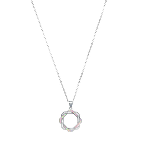 Silver Hexagon Halo Chain Pendant - tassyasilver.com