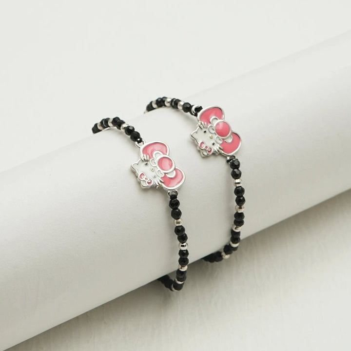 Silver Kitty Bow Baby Bracelet - tassyasilver.com