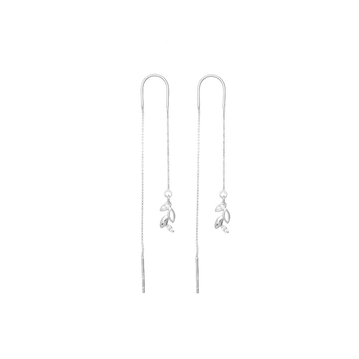 Silver Leaf Drape Threader Earrings - tassyasilver.com