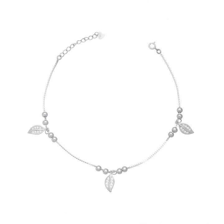 Silver Leaf Love Anklet - tassyasilver.com