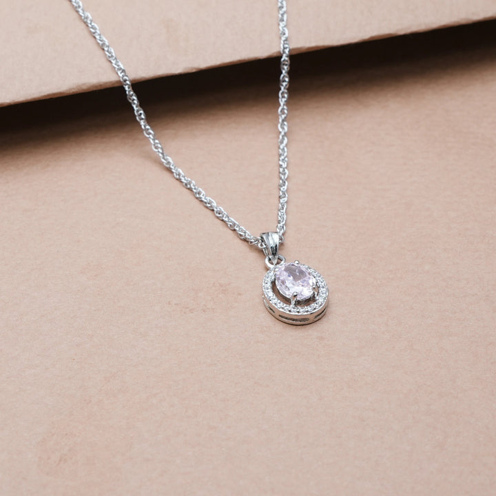 Silver Lilac Halo Chain Pendant - tassyasilver.com
