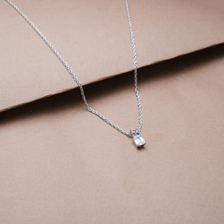 Silver Marquise Emerald Halo Chain pendant - tassyasilver.com