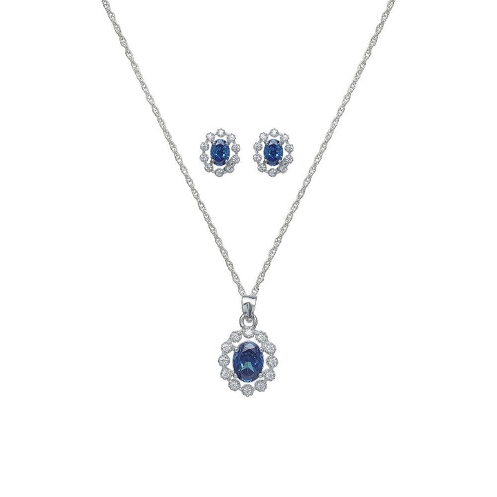Silver Midnight Bloom Chain Pendant Studs - tassyasilver.com