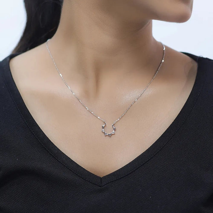 Silver Minimal Sunbrust Chain Pendant - tassyasilver.com