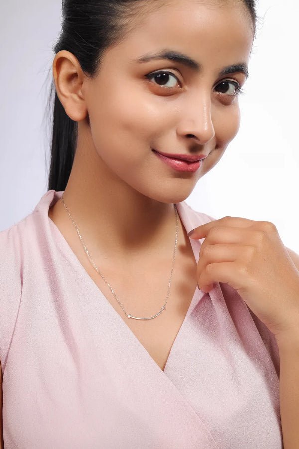 Silver Minimalist Arc Chain Pendant - tassyasilver.com