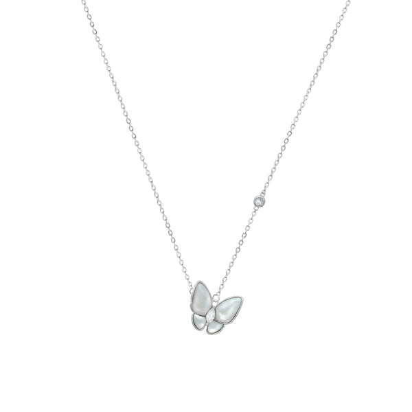 Silver Minimalist Butterfly Chain Pendant - tassyasilver.com