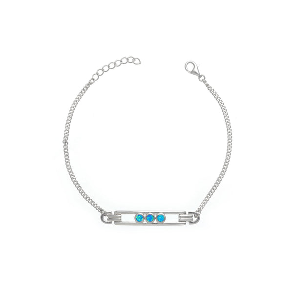 Silver Minimalist Opal Accent Bracelet - tassyasilver.com