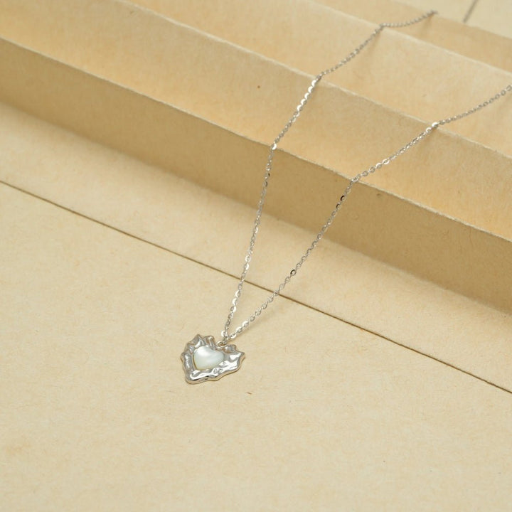 Silver Molten Heart Chain Pendant - tassyasilver.com
