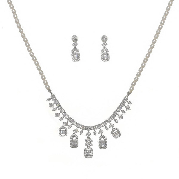 Silver Moti Necklace Set - tassyasilver.com