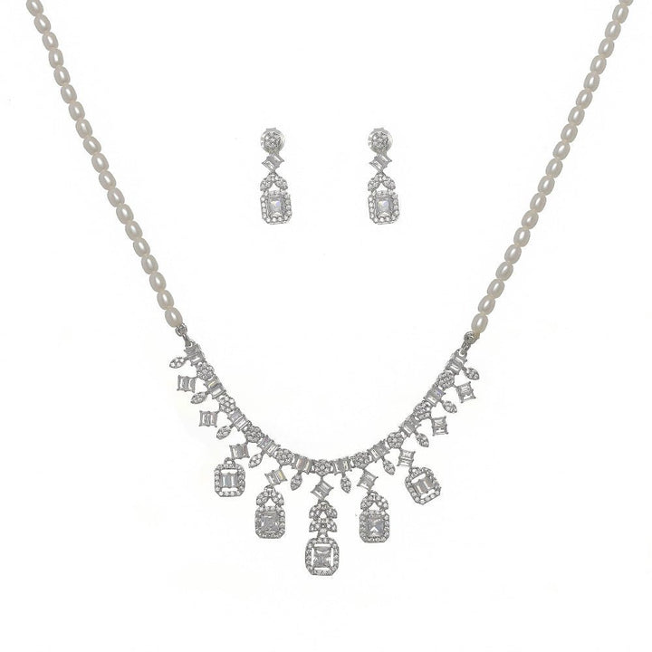 Silver Moti Necklace Set - tassyasilver.com