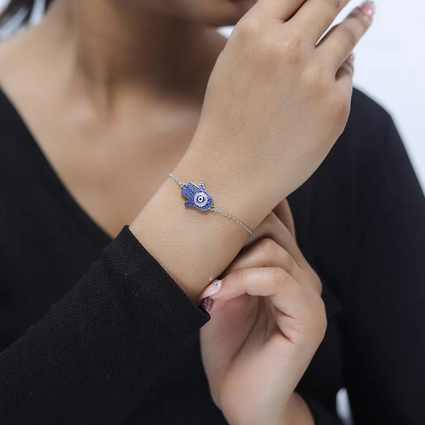 Tassya Silver silver Mystic Hamsa bracelet in 925 sterling silver