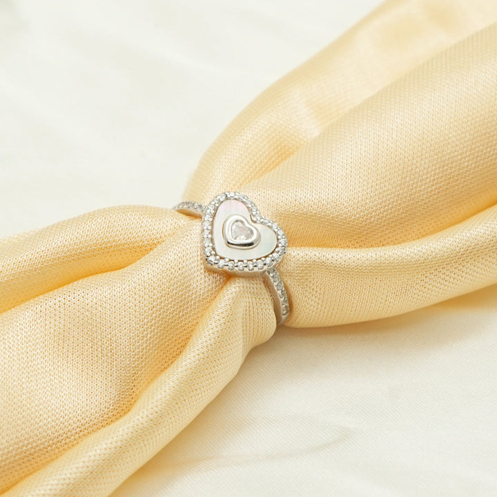 Silver Nested Heart Glow Ring - tassyasilver.com