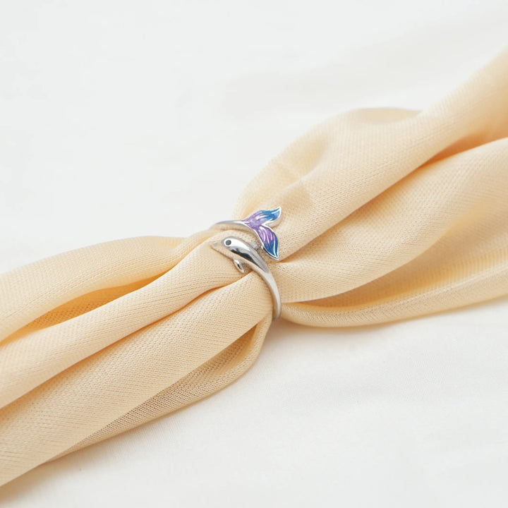 Silver Ocean Whirl Dolphin Ring - tassyasilver.com