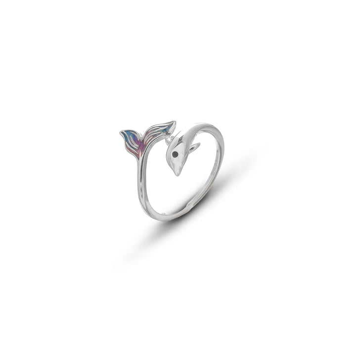 Silver Ocean Whirl Dolphin Ring - tassyasilver.com