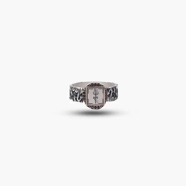 Silver Oxidized Trishul Ring - tassyasilver.com