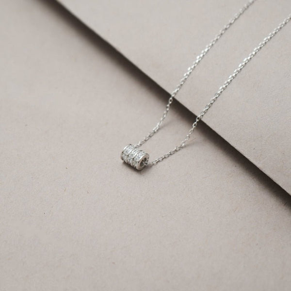 925 Silver Pave Cylinder Chain Pendant