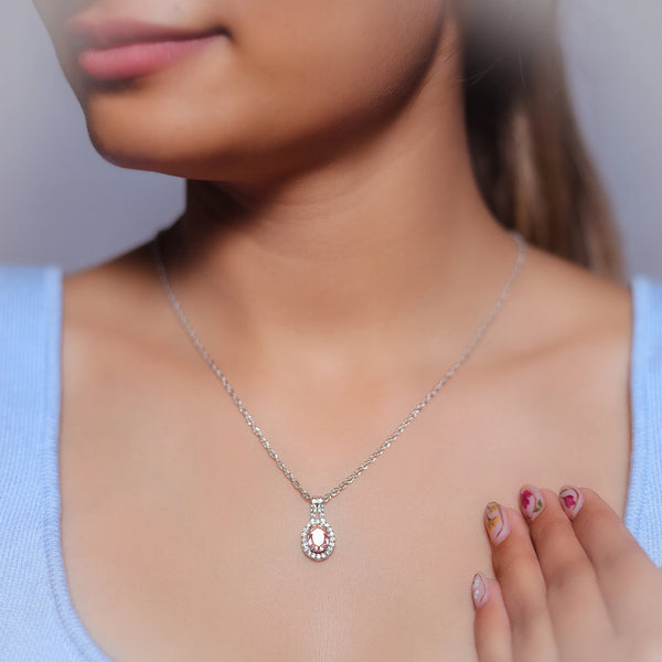 Silver Peach Gleam Chain Pendant - tassyasilver.com