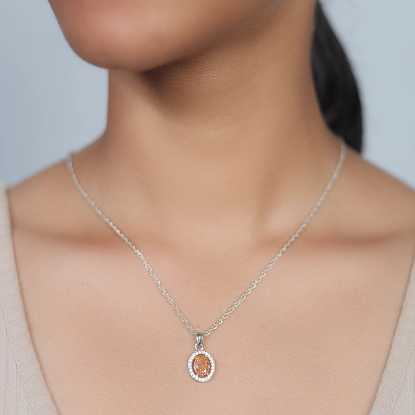 Silver Peach Glow Chain Pendant - tassyasilver.com