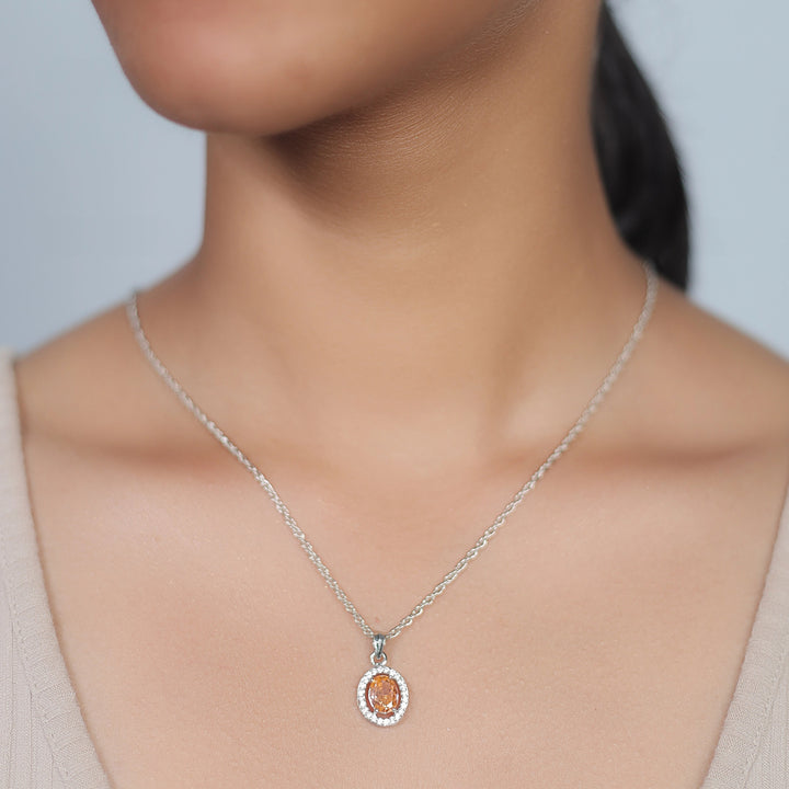 Silver Peach Glow Chain Pendant - tassyasilver.com