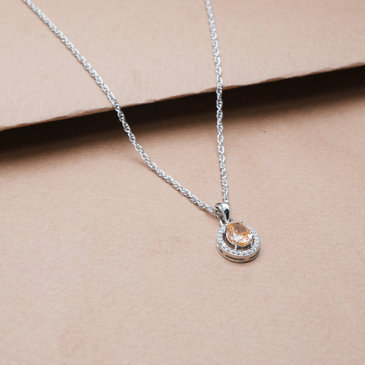 Silver Peach Glow Chain Pendant - tassyasilver.com