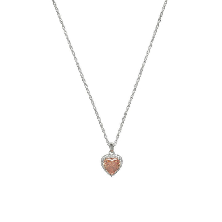 Silver Peach Heart Chain Pendant - tassyasilver.com