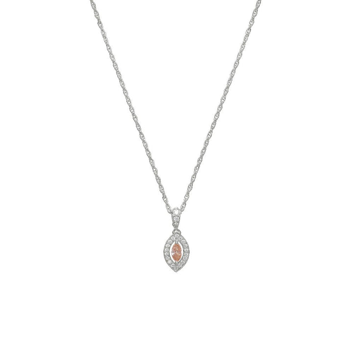 Silver Peach Marquise Diamond Chain Pendant - tassyasilver.com