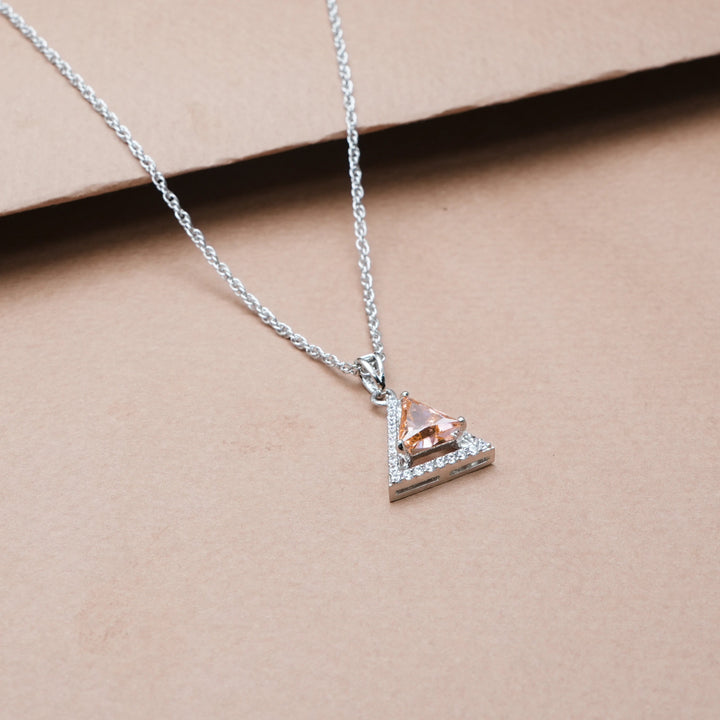 Silver Peach Prism Chain Pendant - tassyasilver.com