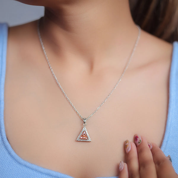 Silver Peach Prism Chain Pendant - tassyasilver.com