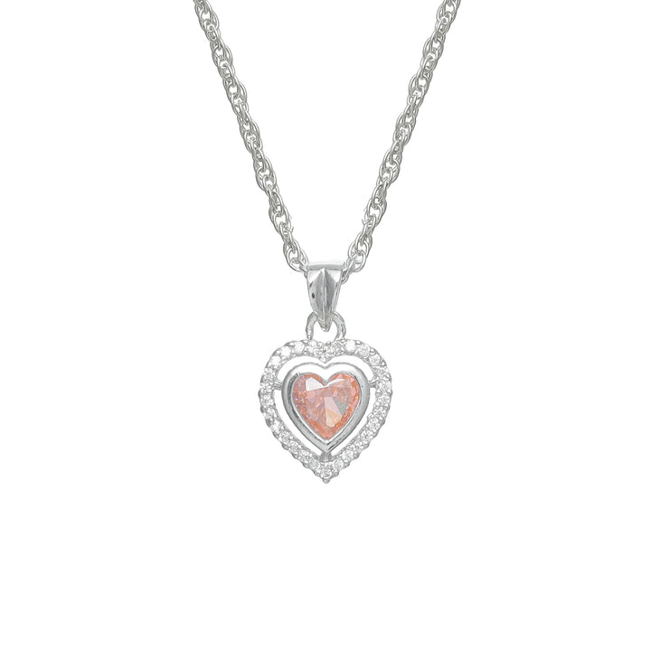 Silver Peach Twin Heart Chain Pendant - tassyasilver.com